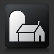 Black Square Button with Farming Barn