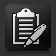 Black Square Button with Clipboard &amp; Pen