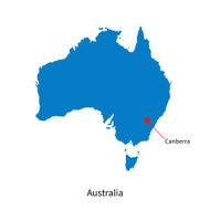 Detailed vector map of Australia and capital city Canberra N2