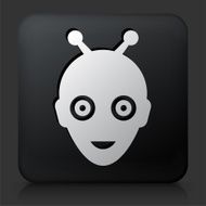 Black Square Button with Robot Icons