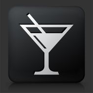 Black Square Button with Martini Glass