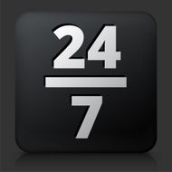 Black Square Button with 24 7 Service Icon N2