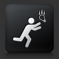 Black Square Button with Businessman Catching Idea