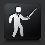 Black Square Button with Businessman &amp; Sword Icon