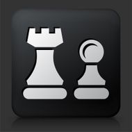 Black Square Button with Chess Pieces Icon