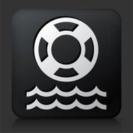 Black Square Button with Life Saver Icon