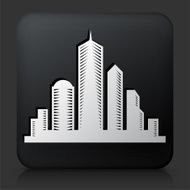 Black Square Button with Skyline Icon N2