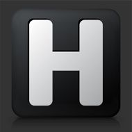 Black Square Button with Letter H N2
