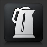 Black Square Button with Water Boiler Icon