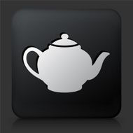Black Square Button with Tea Pot Icon