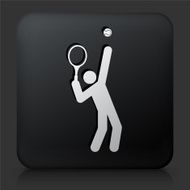 Black Square Button with Tennis Server Icon