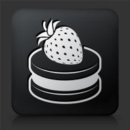 Black Square Button with Cherry Cake Icon
