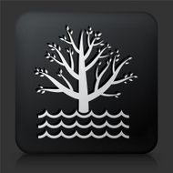Black Square Button with Tree Icon N6