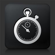 Black Square Button with Stop Watch Icon N2