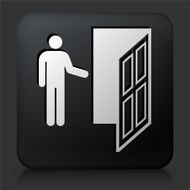 Black Square Button with Door Icon