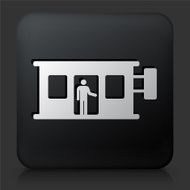 Black Square Button with Worker Station Icon