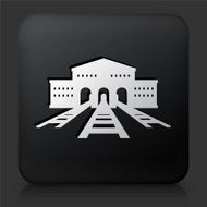 Black Square Button with Train Tracks Icon