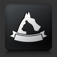 Black Square Button with Dog &amp; Cat Badge