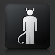 Black Square Button with Devil