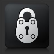 Black Square Button with Lock