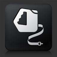 Black Square Button with Dog Leash