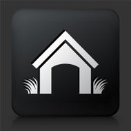 Black Square Button with Dog House