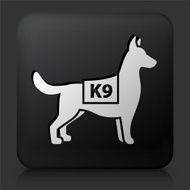 Black Square Button with K9 Police Dog