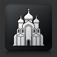 Black Square Button with Church Building Icon N6