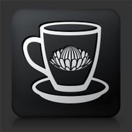 Black Square Button with Tea Cup Icon
