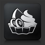 Black Square Button with Fruits &amp; Desserts Icon