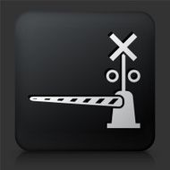 Black Square Button with Train Crossing