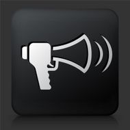 Black Square Button with Megaphone Protest