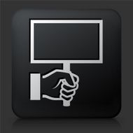 Black Square Button with Protest Sign