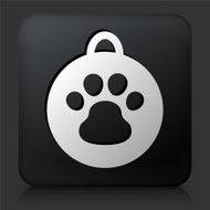 Black Square Button with Dog Tag Icon