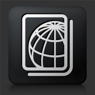 Black Square Button with Globe N3