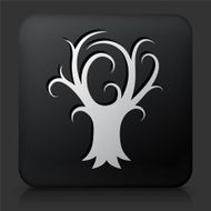 Black Square Button with Tree Icon N7