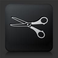 Black Square Button with Scissors