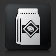 Black Square Button with Package of Coffee N2
