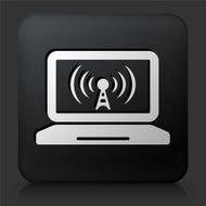 Black Square Button with Wireless Laptop
