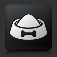 Black Square Button with Dog Bowl