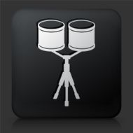 Black Square Button with Drums