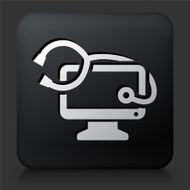 Black Square Button with Computer &amp; Health