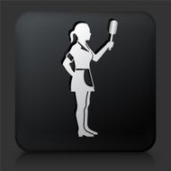 Black Square Button with Maid Icon