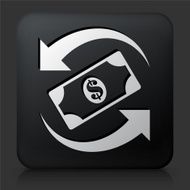 Black Square Button with Dollar Exchange Icon