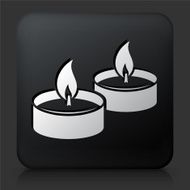 Black Square Button with Candle Fire Icon N2