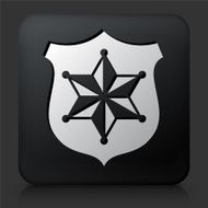 Black Square Button with Sheriff Badge Icon