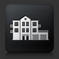 Black Square Button with Building Icon N23