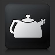 Black Square Button with Tea Pot Icon N2