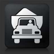 Black Square Button with Harvesting Truck