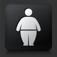 Black Square Button with Stick Figure and Weight Gain